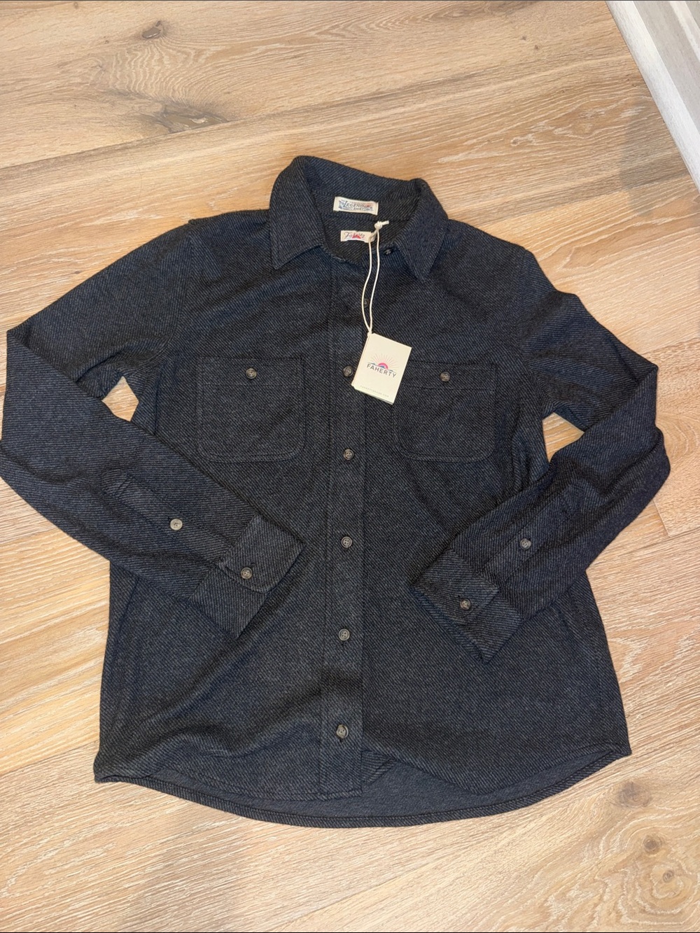 Faherty Legend Sweater Shirt in Heathered Black Twill